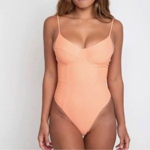 NWT SKATIE Rachel Orange Coral One Piece Swimsuit Small